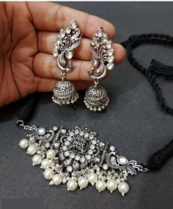 Alloy Black Silver Silver Jewel Set(Pack of 1)