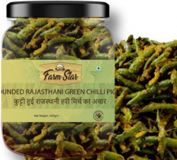 farm star Pounded Rajasthani Green Chilli Green Chilli Pickle(500 g)