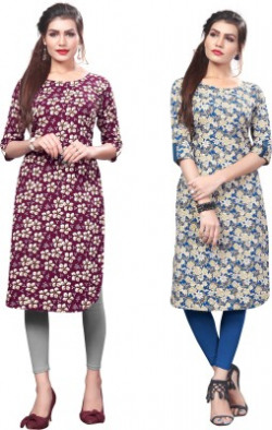DSK STUDIO Women Printed Straight Kurta(Multicolor)