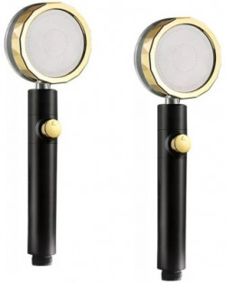 Kyari - 360 Turbo Fan ( PACK OF 2 ) High Pressure Hand Shower BLACK - GOLD Shower Head