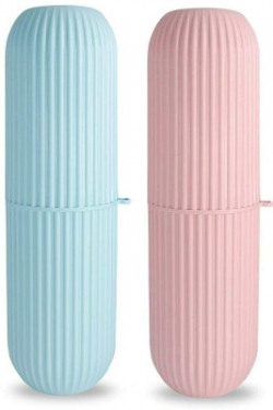 VR Capsule Portable Toothbrush Storage Case 2Pcs Plastic Toothbrush Holder(Multicolor)