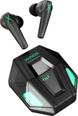 WINGS X-Fire with 25 Hrs playtime Bluetooth5.3, 50ms low latency game mode Bluetooth Gaming Headset(Black, True Wireless)