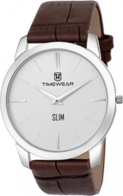 TIMEWEAR 192WDTG TIMEWEAR Slim Series Two Hands Brown Leather Strap Analog Watch - For Men
