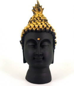 Elegant Lifestyle Lord Gautam Buddha Face Statue with Golden Head - for Home Decor| Office Decor| Chrismas Decor| Diwali Decor| Vaastu Decor| Fengshui Antique Look Decorative Showpiece - 13 cm(Polyresin, Black, Gold)