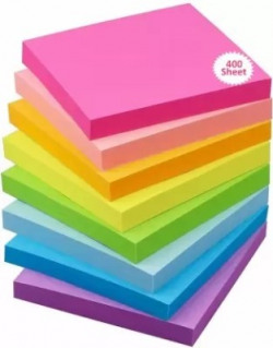 Nutshell Vibrant Colors Fluorescent Paper 400 Sheets 3 x 3 Inch Sticky Notes Self Adhesive Post It, 5 Colors(Set Of 1, Neon)