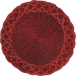 FLI HAUT Round Pack of 1 Table Placemat(Red, Silk)