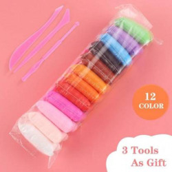 ASzodiac Kids Fav Colorful DIY Non Toxic Super Light Air Dry Modeling Clay For Kids (12 Units) With 3 Tools Art Clay(200 g)