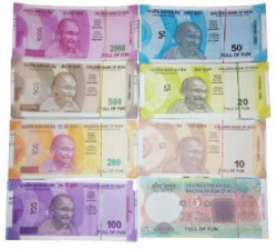 BBS DEAL Combo Gift Pack (7 Each x 8=56 Nakli Note) Playing Indian Currency dummy Notes for Fun Paper Kids churan wale Note ( Nakli Note-5,10,20,50,100,200,500,2000 ) joke fake Nakli Indian Notes Gag Toy (Multicolor) Fake Note Gag Toy(Multicolor)