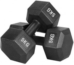 Dee Fit PVC Dumbbell SetPair , Hex , Home Gym 5KGS X 2PCS Fixed Weight Dumbbell(10 kg)