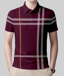 AUSK Checkered Men Polo Neck Multicolor, White T-Shirt