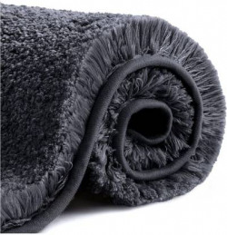 GBL COLLECTION Microfiber Bathroom Mat(Black, Large)