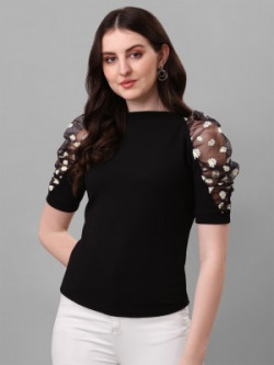Sheetal Associates Casual Solid Women Black Top