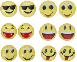 Shivarth Stud Earrings With Plastic Back for Girls and Women Small Smiley Design (Combo of 6 Pairs) Plastic Stud Earring Plastic Stud Earring