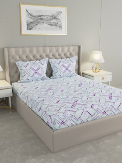 Raymond Home 104 TC Cotton Double Geometric Flat Bedsheet(Pack of 1, Purple)