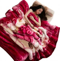 COZYEXPORTS Floral Double Swaddling Baby Blanket for AC Room(Microfiber, Red)