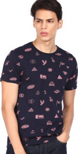 FLYING MACHINE Printed Men Round Neck Blue T-Shirt