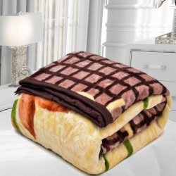 SPANGLE Floral Double Mink Blanket for Mild Winter(Microfiber, Light Brown)