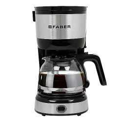 Faber 800W Drip Coffee Machine | Brew 6 Cups Coffee in Less Than 6 mins | 0.6L Capacity, Cup Warming Plate, Water Level Indicator, Removable Filter, Power Switch, Dry Heat Protection | (Black)