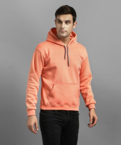 Christy World Solid Hooded Neck Casual Men Pink Sweater