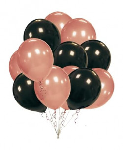 Flyloons Black Rose Gold Balloons Pack of 50 for birthday decoration items also suitable for Anniversary, Wedding, Celebration, Party
