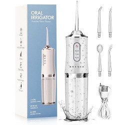 HANNEA Cordless Dental Flosser for Teeth, 3 Modes Dental Oral Irrigator, Portable & Rechargeable IPX7 Waterproof with 240ml Detachable Water Tank Teeth Cleaner Picks for Home & Travel