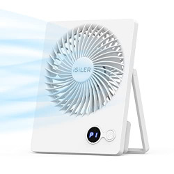 ISILER Small Desk Fan, Portable USB Fan with 3 Speeds Strong Airflow, Small Personal Fan with 180 Adjustable Tilt Angle, Quiet Cooling Fan for Home, Office, Dorm, No Battery