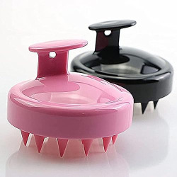 SR Wet & Dry Manual Head Scalp Massage Brush, Soft Silicone Bristles Care Hair Scalp Massager Shampoo Brush for The Scalp, Exfoliate and Remove Dandruff, Promote Hair Growth - Black
