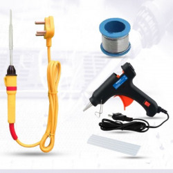 Walkers 4in1 Soldering Iron Machine Tool Kit Set | 20W Black Glue Gun & 7MM Sticks (5 Pcs)| Solder Wire 25 W Simple(Flat Tip)