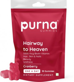 Purna Gummies Biotin Cranberry Flavour Gummy for Hair, Nails, & Skin, 1 daily(30 No)