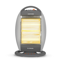 Longway Blaze-3 Rod 1200-Watts Halogen Heater | 3 Heat Setting | 180 Rotation | ISI Approved | 1 Year Warranty (White and Grey)