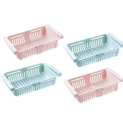 BigPlayer Adjustable Fridge Storage Basket - Expandable, 2 Pcs - Versatile and Space-Saving Organizer