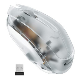 ZEBRONICS Clear Wireless Mouse with 2.4GHz Wireless Technology, Transparent Body, Power & LED ON/Off Switch, Plug and Play Functionality, and Receiver Hiding Capability (White)