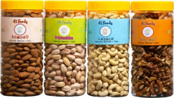 41 foods Combo pack of Almonds Cashews Walnuts Pistachios | Kaju Akhrot Pista Badam 600GM Pistachios, Walnuts, Almonds, Cashews(4 x 150 g)
