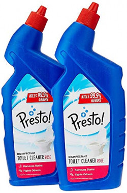 Amazon Brand - Presto! Disinfectant Toilet Cleaner, Rose - 1 L (Pack of 2)|Kills 99.9% Germs