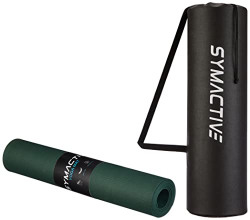 Amazon Brand - Symactive 6mm Anti-Skid Lightweight with perfect grip LDPE + EVA Yoga Mat with Carry Bag (Army Green)