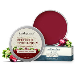 Khadi Pureus Herbals Madhuadhar Beetroot Tinted Lip Balm for dark lips to lighten, Pigmented, Dry, Chapped & Healthy Lips with Vitamin E & Shea Butter | Natural Lip & Cheek Tint for Red Glossy, Soft, Smooth & Moisturised Lips & Cheek | Women & Men (10 gm.)