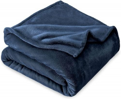 BSB HOME Premium Plush Single Blanket | 300 GSM Lightweight Cozy Soft for Bed, Sofa, Couch, Travel & Camping| 150x220 cm or 60X86 inches | Blue