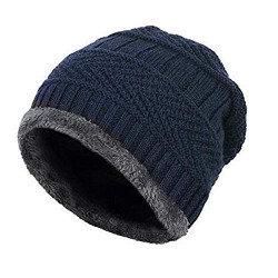 Autoktaftz Wool Beanie Cap & Muffler for Mens & Women Soft Woolen Muffler & Cap for Men & Women Blue