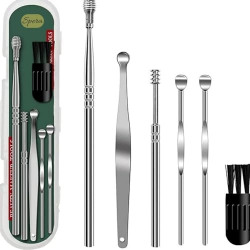 Spera Ear Cleaner Reusable Ear Wax Cleaner Tool Set Spiral Ear Curette Tool Stainless Steel Ear Picks, Ear Cleaning Kit with Storage Box and Cleaning Brush For Kids Women Men By Vivatra