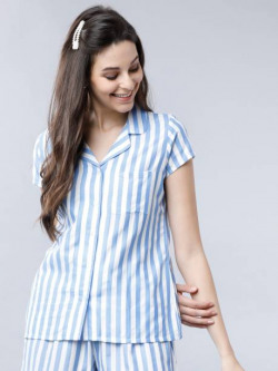 Women Regular Fit Striped Spread Collar Casual Shirt