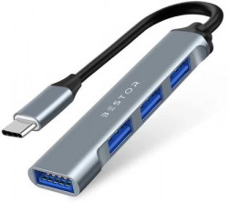 Bestor USB C Hub Multiport Adapter for MacBook Pro Air 2021 2020 31C 4-in-1 USB Hub 4Port USB Hub(Grey)