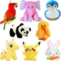 Shanshu Classic Super Soft Complete Family Pack Combo of 8 Teddy Bear Toy in Low Budget for kids / Gift , Parrot , Elephant , Penguin , Panda , Duck , Unicorn , Pikachu , Rabbit . - 25 cm - 30 cm(Multicolor)