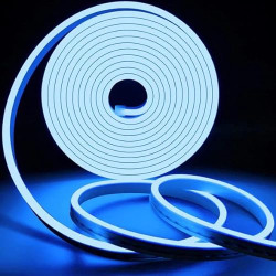 Gesto 16.4Feet Long with 12V Adaptor LED Neon Strip Rope Lights,Flat Silicone Neon Rope Light Flexible Cuttable String, IP65 Waterproof Neon LED Strips for Indoor Outdoor Decoration(Blue)