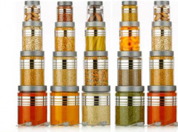 Flipkart SmartBuy Plastic Grocery Container - 2000 ml, 1200 ml, 650 ml, 350 ml(Pack of 20, Silver)