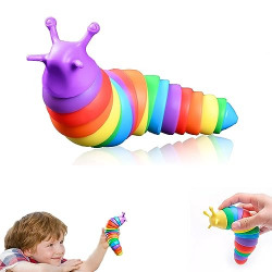 Sensory Toys Stress Relief Toys Fidget Toys for Kids Fidget Slug Toys Joints Toy for Anxiety Flexible Slug Rainbow Toy14x3.5cm, Small