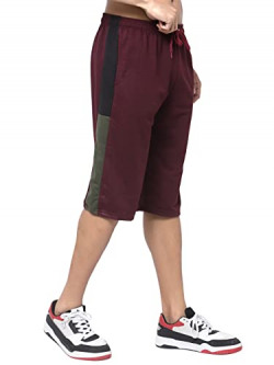 KZALCON by Uzarus Men's Regular Fit Shorts Three Fourth Capri (M, Wine)