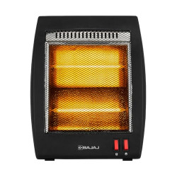 Bajaj RHX-2 Halogen Heater|2 Heat Settings-400W/800W|Noiseless Operation|DuraElement With 1-Yr Heating Element Warranty by Bajaj|Convection Room Heater For Winter|2-Yr Warranty By Bajaj|Black
