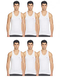 LUX VENUS Men's Cotton Vest (Pack of 6) (8904209874061_Venus_WH_RN_85_White)