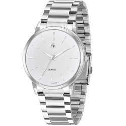 Shocknshop Analog Black Dial Stainless Steel Chain Wrist Watch for Men -WCH97 (White)