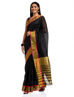 Yashika Women's Cotton Saree With Blouse Piece (Sdpl-Mastani_Black_Fs_Black)